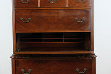 Load image into Gallery viewer, Vintage Union National Mahogany Secretary Chest with Drop Front Desk and Flame Grain Drawers
