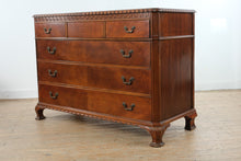 Load image into Gallery viewer, Union National Mahogany Bachelor’s Chest with Flamed Drawer Fronts and Greek Key Carved Trim
