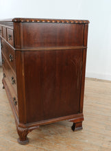 Load image into Gallery viewer, Union National Mahogany Bachelor’s Chest with Flamed Drawer Fronts and Greek Key Carved Trim
