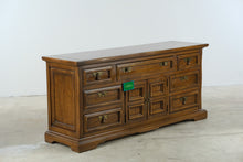 Load image into Gallery viewer, United Furniture Solid Oak Triple Dresser with Center Cabinet and Nine Drawers - Online Only
