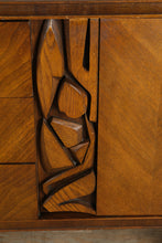 Load image into Gallery viewer, Mid-Century “Tiki Brutalist” Walnut Lowboy Dresser by United Furniture – 75&quot; Long
