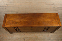 Load image into Gallery viewer, Mid-Century “Tiki Brutalist” Walnut Lowboy Dresser by United Furniture – 75&quot; Long
