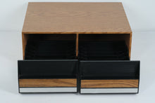 Load image into Gallery viewer, Vintage Woodgrain 2-Drawer VHS Tape Storage Box – Holds 22 Tapes
