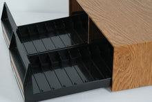 Load image into Gallery viewer, Vintage Woodgrain 2-Drawer VHS Tape Storage Box – Holds 22 Tapes
