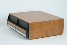 Load image into Gallery viewer, Vintage Woodgrain 2-Drawer VHS Tape Storage Box – Holds 22 Tapes
