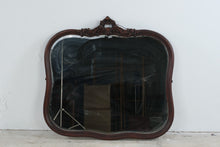 Load image into Gallery viewer, Antique Mahogany Vanity Mirror Beveled Glass Carved Wood Frame 36 by 34
