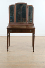 Load image into Gallery viewer, Antique Mahogany Vanity Dressing Table with Tri Fold Mirror

