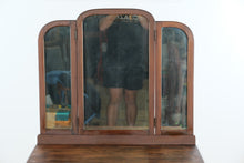 Load image into Gallery viewer, Antique Mahogany Vanity Dressing Table with Tri Fold Mirror
