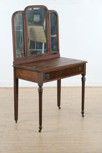 Load image into Gallery viewer, Antique Mahogany Vanity Dressing Table with Tri Fold Mirror
