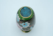 Load image into Gallery viewer, Vintage Chinese Cloisonné-Style Miniature Vase – Floral Design on Black Enamel
