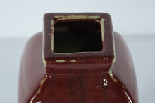 Load image into Gallery viewer, Oxblood-Glazed Stoneware Vase w/ Medallion Motif – 11.5" Tall
