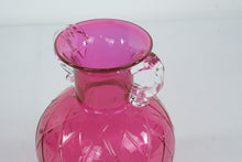 Load image into Gallery viewer, Fenton Cranberry Diamond Optic Double Handled Vase 7 Inch Art Glass
