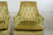 Load image into Gallery viewer, Pair of Vintage Green Velvet Tufted High Back Lounge Chairs
