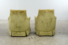 Load image into Gallery viewer, Pair of Vintage Green Velvet Tufted High Back Lounge Chairs
