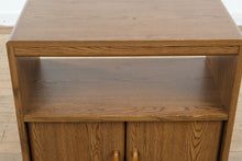 Load image into Gallery viewer, Mid-Century Style Oak-Look Rolling Cabinet with Storage
