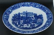 Load image into Gallery viewer, Large 18" Victoria Ware Ironstone Bowl – Blue &amp; White Scenic Transferware with Village Landscape – Antique English Charger
