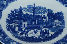 Load image into Gallery viewer, Large 18" Victoria Ware Ironstone Bowl – Blue &amp; White Scenic Transferware with Village Landscape – Antique English Charger
