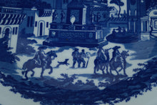 Load image into Gallery viewer, Large 18" Victoria Ware Ironstone Bowl – Blue &amp; White Scenic Transferware with Village Landscape – Antique English Charger
