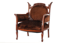Load image into Gallery viewer, Victorian Arm Chair with Brown Velvet Upholstery
