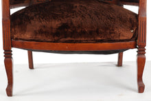 Load image into Gallery viewer, Victorian Arm Chair with Brown Velvet Upholstery
