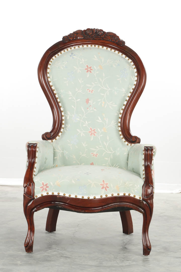 Victorian Arm Chair with Carved Roses