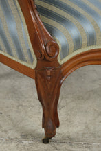 Load image into Gallery viewer, Victorian Style Carved Wood Balloon Back Armchair with Casters
