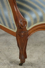 Load image into Gallery viewer, Victorian Style Carved Wood Balloon Back Armchair with Casters
