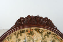 Load image into Gallery viewer, Capitol Victorian Furniture Co. Floral Upholstered Carved Wood Settee

