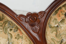 Load image into Gallery viewer, Capitol Victorian Furniture Co. Floral Upholstered Carved Wood Settee
