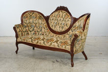 Load image into Gallery viewer, Capitol Victorian Furniture Co. Floral Upholstered Carved Wood Settee
