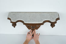 Load image into Gallery viewer, Antique Victorian Wall Shelf with Carved Wood Bracket &amp; White Marble Top – Ornate 19th-Century Display Shelf
