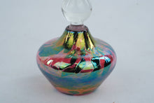 Load image into Gallery viewer, Roger Vines Signed Iridescent Art Glass Perfume Bottle 2006 Purple Green 4 Inch
