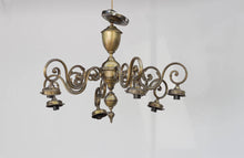 Load image into Gallery viewer, Vintage Brass 6 Light Chandelier - Down Lights
