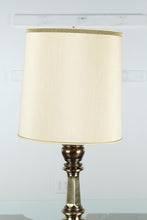 Load image into Gallery viewer, Vintage Brass Table Lamp with Shade – Elegant Turned Design, Cleaned Finish
