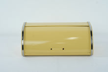 Load image into Gallery viewer, Vintage Mid-Century Metal Bread Box – Retro Yellow with Chrome Trim
