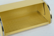 Load image into Gallery viewer, Vintage Mid-Century Metal Bread Box – Retro Yellow with Chrome Trim
