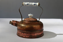 Load image into Gallery viewer, Vintage Copper Tea Pot with Porcelain Handles
