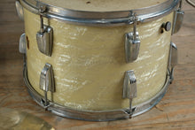 Load image into Gallery viewer, Vintage Ludwig Drum Kit – 1950s White Marine Pearl 4-Piece Set w/ Super Swiss Cymbals &amp; Hardware
