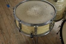Load image into Gallery viewer, Vintage Ludwig Drum Kit – 1950s White Marine Pearl 4-Piece Set w/ Super Swiss Cymbals &amp; Hardware

