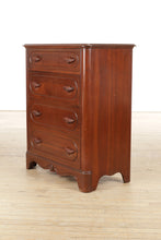 Load image into Gallery viewer, Vintage Mahogany 4-Drawer Chest of Drawers with Rounded Corners
