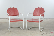 Load image into Gallery viewer, Pair of Vintage Pink Metal Cantilever Patio Armchairs
