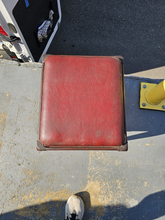 Load image into Gallery viewer, Vintage Wood Vanity Bench / Stool – Red Vinyl Seat

