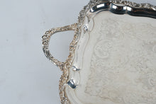 Load image into Gallery viewer, WA Made in England Silverplate Serving Tray 25 Inch Ornate Footed Butler Tray
