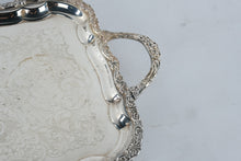 Load image into Gallery viewer, WA Made in England Silverplate Serving Tray 25 Inch Ornate Footed Butler Tray
