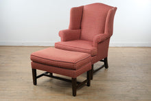 Load image into Gallery viewer, Pearson Wingback Chair and Ottoman, Plaid Upholstery
