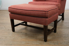 Load image into Gallery viewer, Pearson Wingback Chair and Ottoman, Plaid Upholstery
