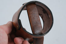 Load image into Gallery viewer, 1980 Lake Placid Olympic Leather Mug Holder Brown Hand Tooled Cup Sleeve

