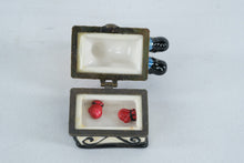 Load image into Gallery viewer, Christmas Winter Child Figurine Hinged Trinket Box with Miniature Mittens
