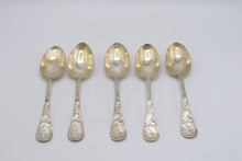 Load image into Gallery viewer, Wood and Hughes Sterling Silver Gilt Serving Spoons Set of 5 Circa 1890
