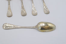 Load image into Gallery viewer, Wood and Hughes Sterling Silver Gilt Serving Spoons Set of 5 Circa 1890
